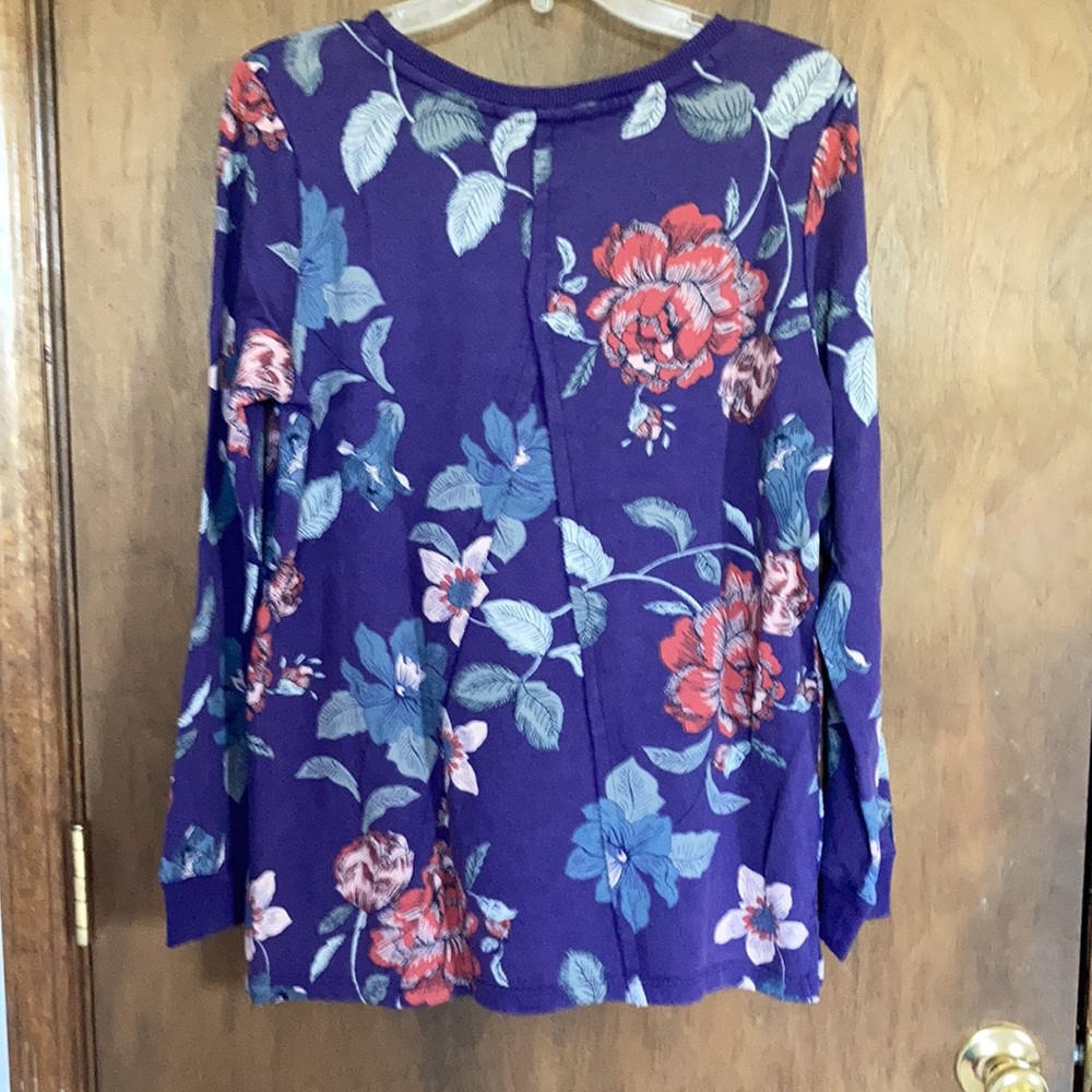 Coldwater Creek floral print top pullover seaming design on back casual S - Picture 17 of 17